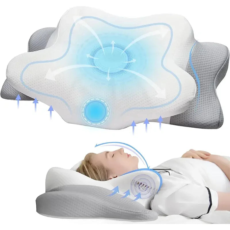 MORPHEAA Oreiller Ergonomique Cervical 2 en 1 Double Hauteur 60x40x12cm