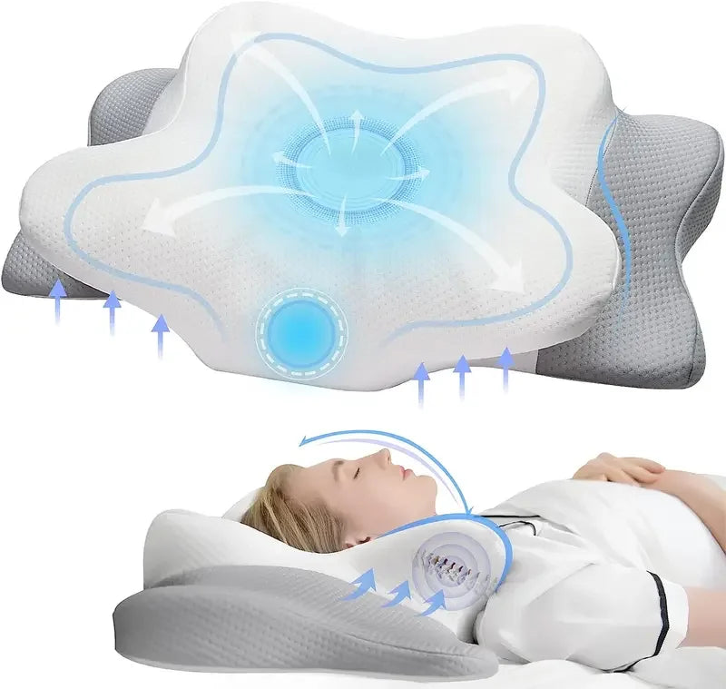 MORPHEAA Oreiller Ergonomique Cervical 2 en 1 Double Hauteur 60x40x12cm
